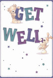 In this cheerfully illustrated get well card, two adorable friends-a velvety-soft teddy bear and a bright-eyed puppy-spring to life, embodying the warmth and support so often found among Cambridge Heath's close-knit community. The characters' expressive faces radiate hope, as they each play their part in delivering an oversized, colourful message: 'Get Well', boldly shaded in rich indigo and teal to stand out against a creamy white background. Playful stars in shades of purple and blue twinkle nearby, adding a sense of wonder and encouragement. The tactile rendering of fur and floppy ears makes the illustration feel as if it could be touched, reminiscent of the soft petals and gentle greenery of a bouquet selected by a trusted Cambridge Heath florist. Sending this card, perhaps along with a bouquet delivered down Hackney Road, becomes more than a simple gesture-it's a heartfelt wish for recovery, gratitude, and the comforting companionship unique to our local neighbourhood.